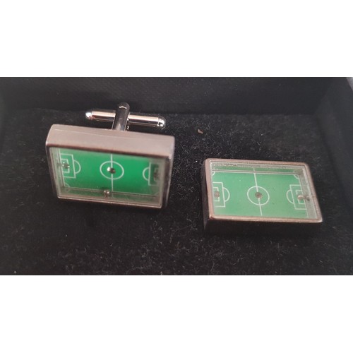 70 - 2 x Pairs of 'Authentics' Football Pitch Cufflinks, Boxed, (2)