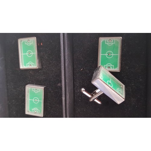 70 - 2 x Pairs of 'Authentics' Football Pitch Cufflinks, Boxed, (2)