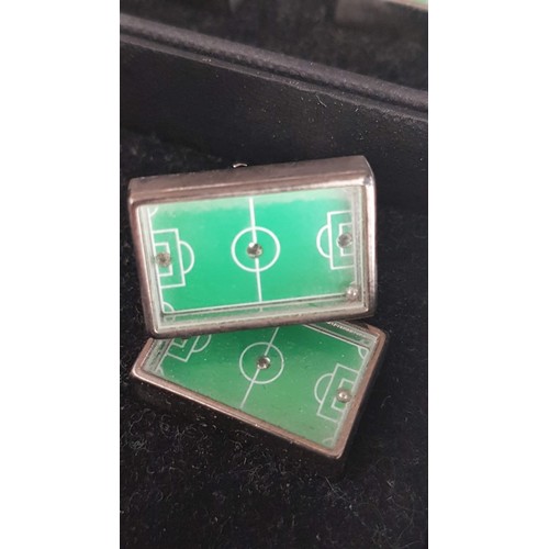 70 - 2 x Pairs of 'Authentics' Football Pitch Cufflinks, Boxed, (2)