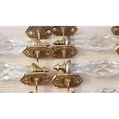 442 - Various Brass and Cut Glass Handles; Art Deco Style (Door, Window, Cupboard), 8 x Glass Diamond Cut ... 