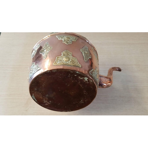 74 - Large 19th Century Copper Kettle with Brass Floral Decoration, (Possibly Made in India During Britis... 