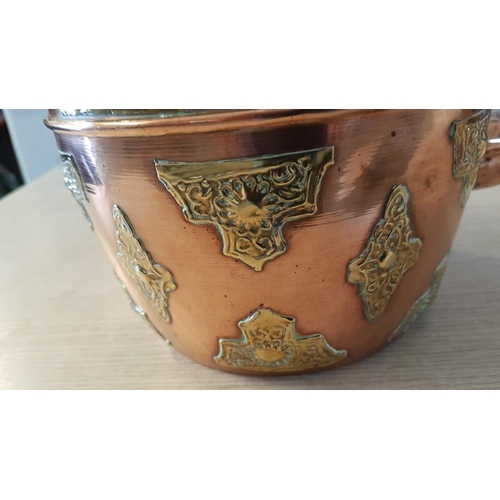 74 - Large 19th Century Copper Kettle with Brass Floral Decoration, (Possibly Made in India During Britis... 