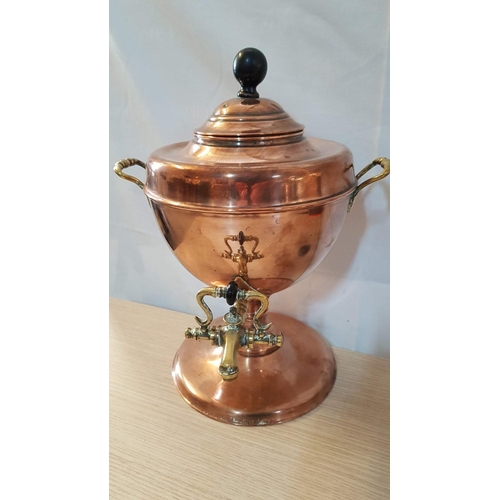 75 - Rare Antique Early 20th Century Copper Victorian Tea / Coffee Urn / Samovar with Brass Tap and Handl... 