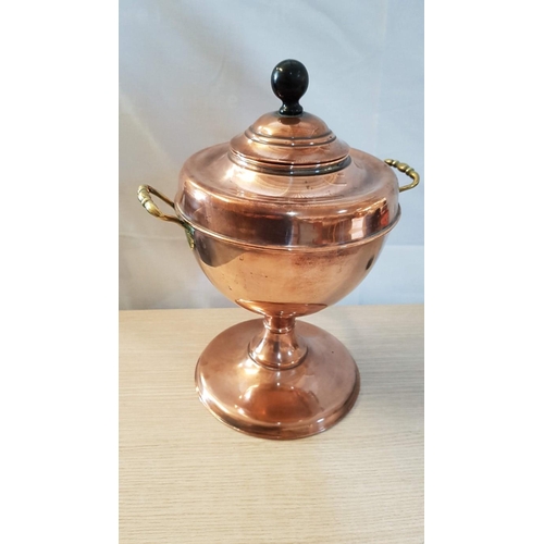 75 - Rare Antique Early 20th Century Copper Victorian Tea / Coffee Urn / Samovar with Brass Tap and Handl... 