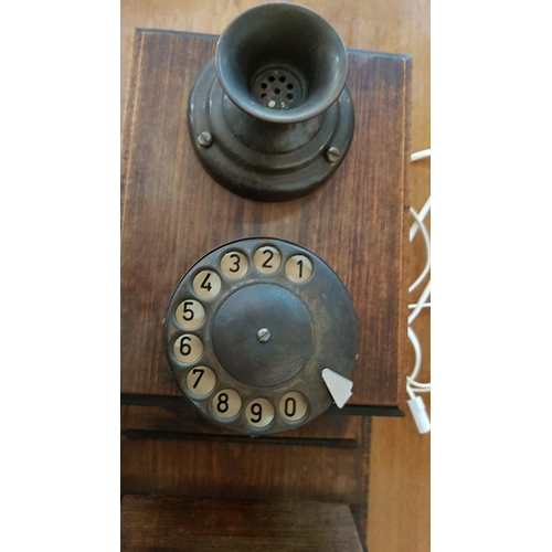 94 - Vintage Western Electric Rotary Dial Telephone, Wooden, Wall Mounted, Believed to be working with an... 