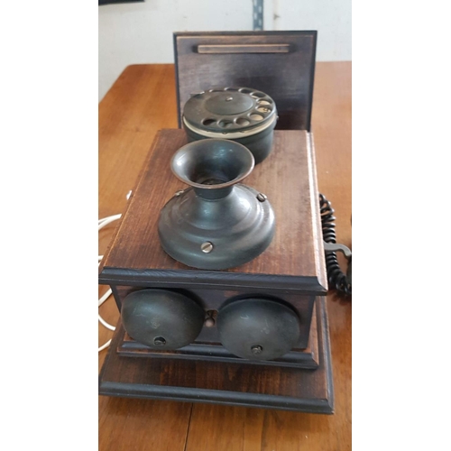 94 - Vintage Western Electric Rotary Dial Telephone, Wooden, Wall Mounted, Believed to be working with an... 