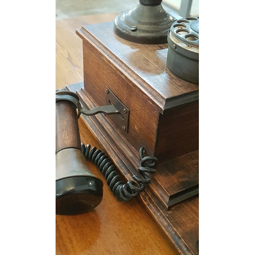 94 - Vintage Western Electric Rotary Dial Telephone, Wooden, Wall Mounted, Believed to be working with an... 