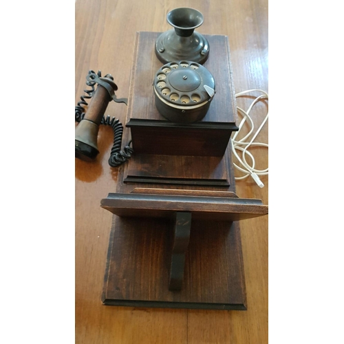 94 - Vintage Western Electric Rotary Dial Telephone, Wooden, Wall Mounted, Believed to be working with an... 