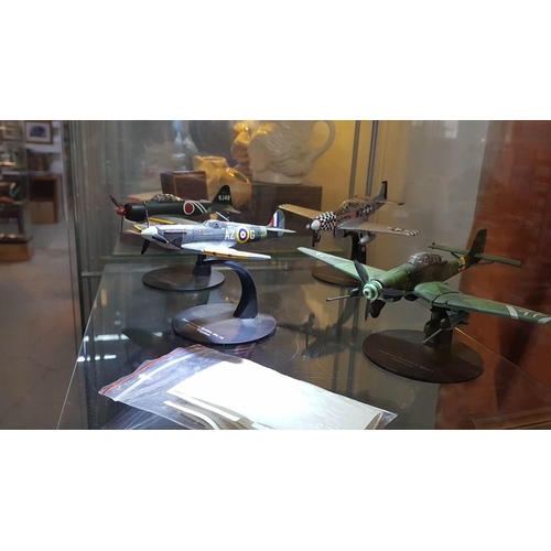 150 - Collection of Die Cast Metal Model Airplanes; Junkers JU87G-1 Stuka (Germany), Super Marine Spitfire... 