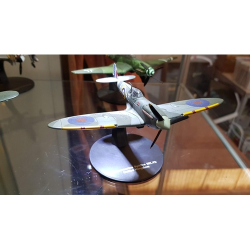 150 - Collection of Die Cast Metal Model Airplanes; Junkers JU87G-1 Stuka (Germany), Super Marine Spitfire... 