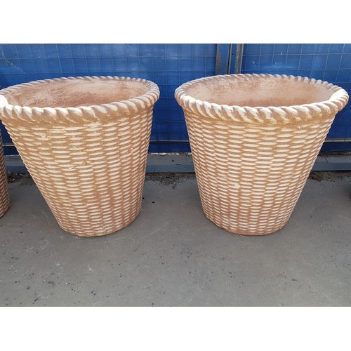 1064 - Pair of Clay Plant Pots in Shape of Big Wicker Basket (Ø41.5 x H:37cm each), (Un-Used), (2)