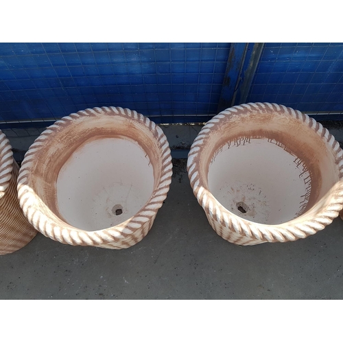 1064 - Pair of Clay Plant Pots in Shape of Big Wicker Basket (Ø41.5 x H:37cm each), (Un-Used), (2)