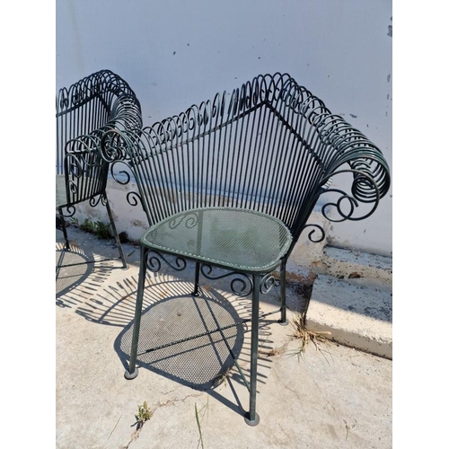 2 - Superb Decorative Wrought Iron Garden Table with Round Glass Top, (Approx. Ø: 105cm), Together with ... 