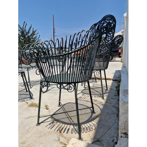 2 - Superb Decorative Wrought Iron Garden Table with Round Glass Top, (Approx. Ø: 105cm), Together with ... 