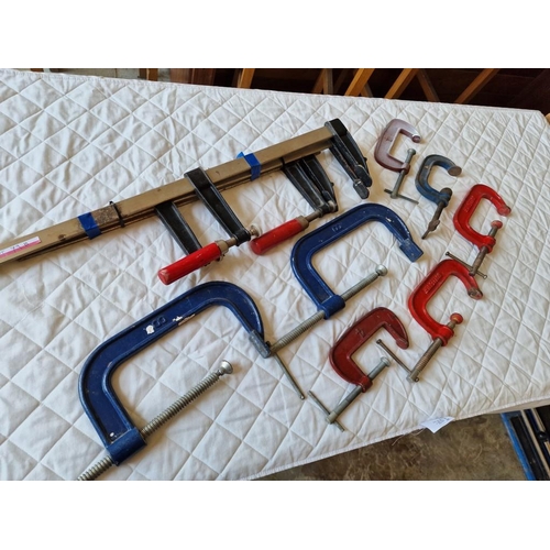 79B - Collection of 7 x 'G' Clamps (Various Sizes) and 3 x Sash Clamps, (10)