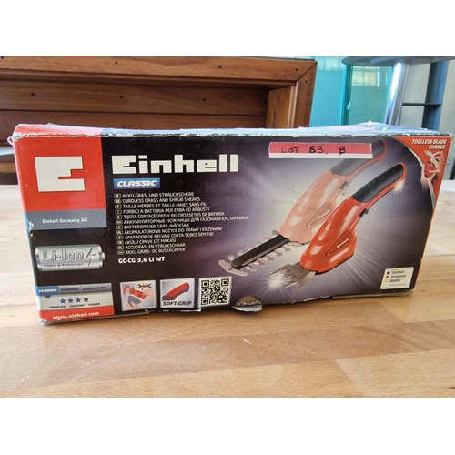 83B - Einhell Cordless Grass and Shrub Shears, with Box, (Untested)