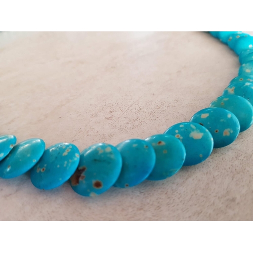 1074 - Natural Stone Necklaces, Beads and Disc in Turquoise Colour (L:51cm)