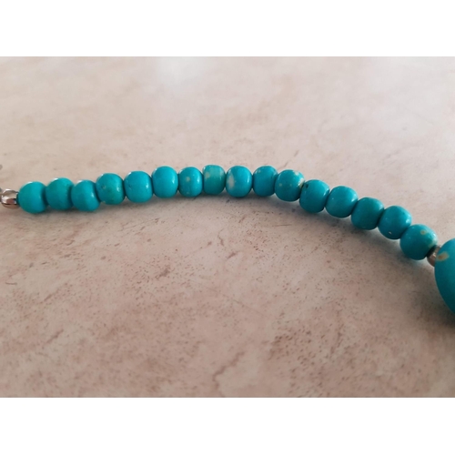 1074 - Natural Stone Necklaces, Beads and Disc in Turquoise Colour (L:51cm)