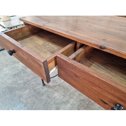 188 - Wooden 2-Drawer Console / Hall Table Over Metal Work Legs, (Approx. 100 x 49 x 87cm)