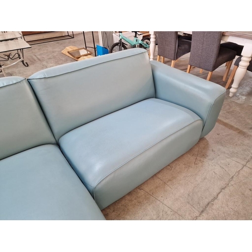 193 - IKEA 'Dagarn' Kimstad Turqoise Faux Leather Modern Reto-Futuristic Style Sofa / Love Seat with Chais... 
