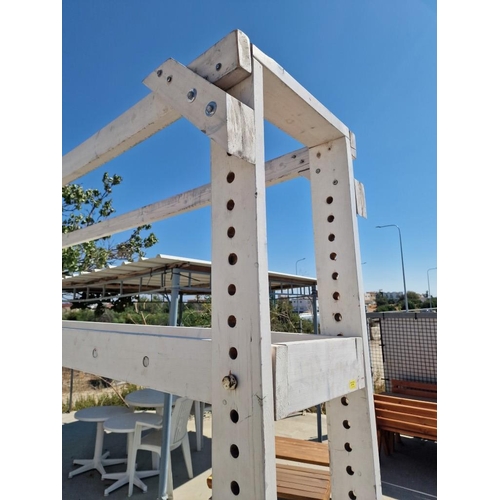 182 - 4m Freestanding Painted Wood Climbing Frame / 'Monkey Bars', (Or, Excellent Large Garden Archway for... 