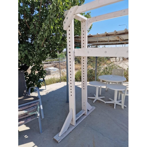 182 - 4m Freestanding Painted Wood Climbing Frame / 'Monkey Bars', (Or, Excellent Large Garden Archway for... 