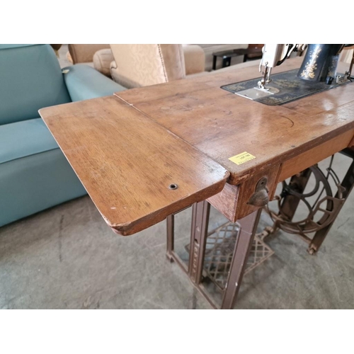 185 - Antique Pfaff Cast Iron Treadle Sewing Machine, No. 30, with Foot Pedal, 2-Drawers and Tin of Access... 