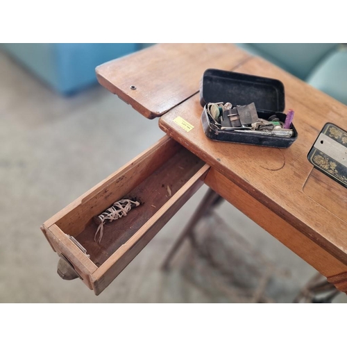 185 - Antique Pfaff Cast Iron Treadle Sewing Machine, No. 30, with Foot Pedal, 2-Drawers and Tin of Access... 