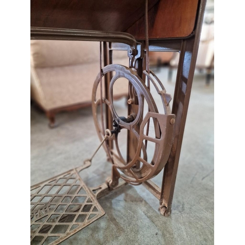 185 - Antique Pfaff Cast Iron Treadle Sewing Machine, No. 30, with Foot Pedal, 2-Drawers and Tin of Access... 