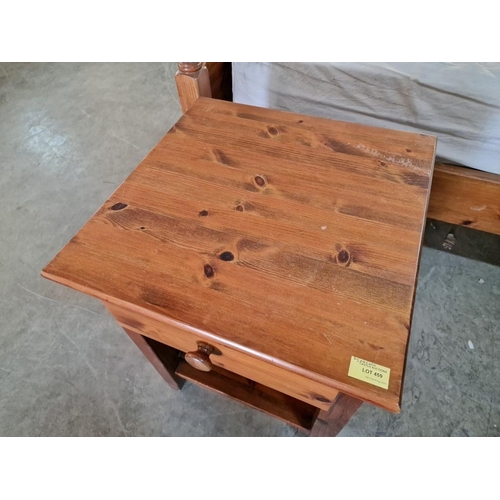 459 - Solid Pine Wood Bedside Unit with Drawer, (Approx. 45 x 45 x 62cm)