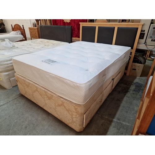 462 - Double Divan Bed with Wood & Leatherette Panel Headboard, Storage Drawers and 'Highgate Beds' Rhapso... 