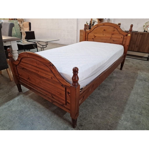 465 - Solid Wood (Pine) Single Bed with Orthopedic Mattress, (Approx. 105 x 195cm)