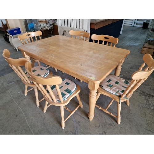 467 - Solid Wood Farmhouse Style Rectangular Dining Table with Turned Legs, (Approx. 152 x 92cm), Together... 