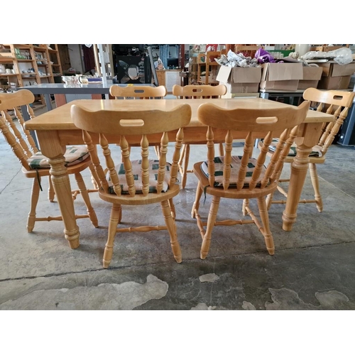 467 - Solid Wood Farmhouse Style Rectangular Dining Table with Turned Legs, (Approx. 152 x 92cm), Together... 