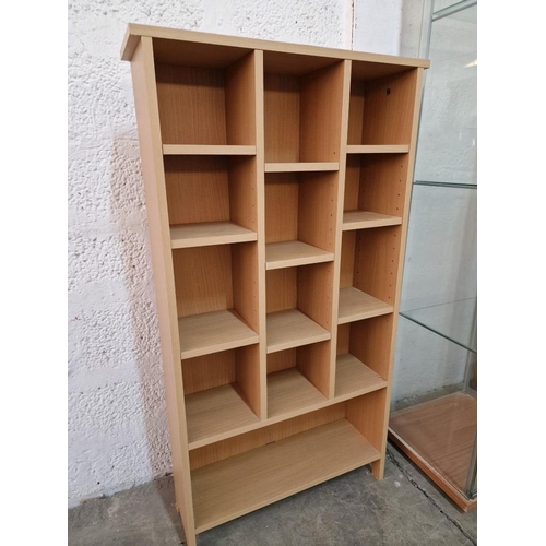 468 - Light Wood Effect CD / DVD Storage Unit with Adjustable Height Shelves, (Approx. 60 x 17 x 110cm)