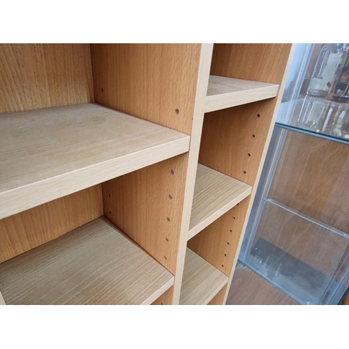 468 - Light Wood Effect CD / DVD Storage Unit with Adjustable Height Shelves, (Approx. 60 x 17 x 110cm)