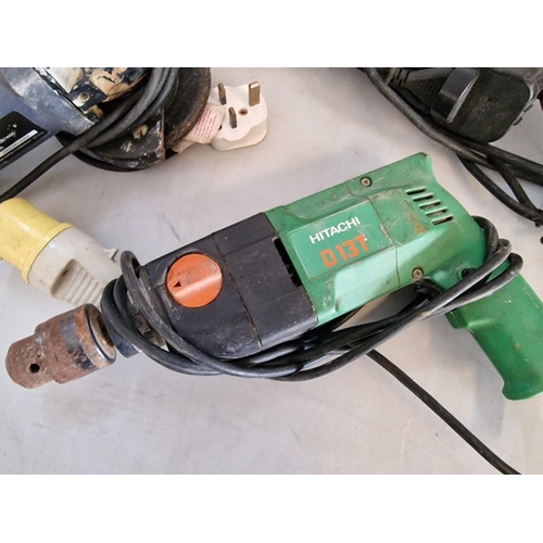 470 - Collection of Power Tools; Bosch Router, Skil 500 Watt Drill, Hitachi D13T Drill (110v) and Angle Gr... 