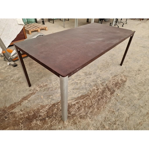 74 - Rectangular Walnut Colour Wood Effect Office Table / Desk / Dining Table with Meta Legs (Approx. 180... 