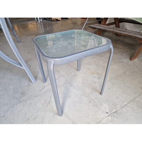 101 - Grey Finish Aluminum & Glass Garden Table (Approx. 150 x 91cm), Together with Set of 6 x Matching Ar... 