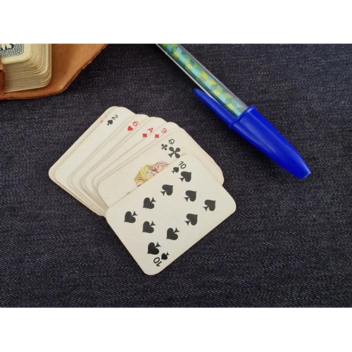 108 - Vintage Miniature Playing Cards (2 x Packs) in Real Pigskin Case (Made in England), Together with Wh... 