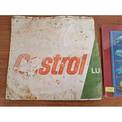 38 - Vintage Metal Castrol Part Sign, Together with 'Simca Aronde' Car Advert on Metal (French), (Approx.... 