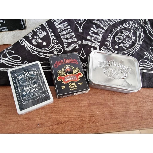 9 - Large Collection of Assorted Jack Daniel's Items; Metal Advertising Signs, 4 x Hip Flasks, Empty Bot... 