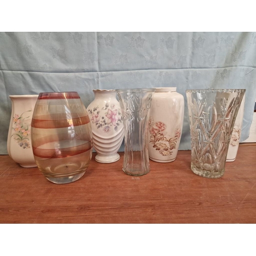 46 - Collection of Assorted Porcelain and Glass Vases, (7)