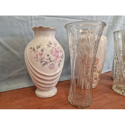 46 - Collection of Assorted Porcelain and Glass Vases, (7)