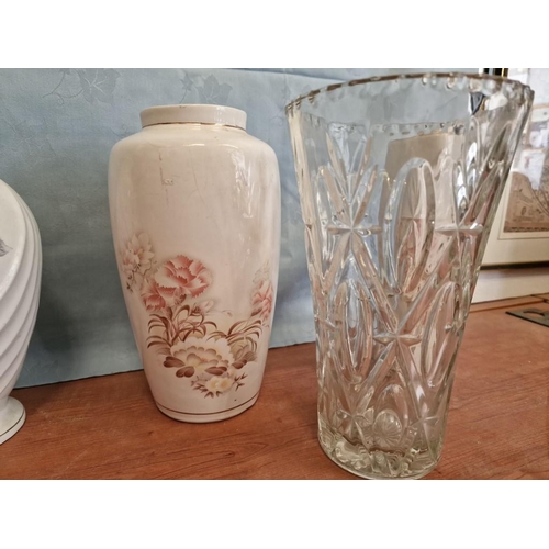 46 - Collection of Assorted Porcelain and Glass Vases, (7)