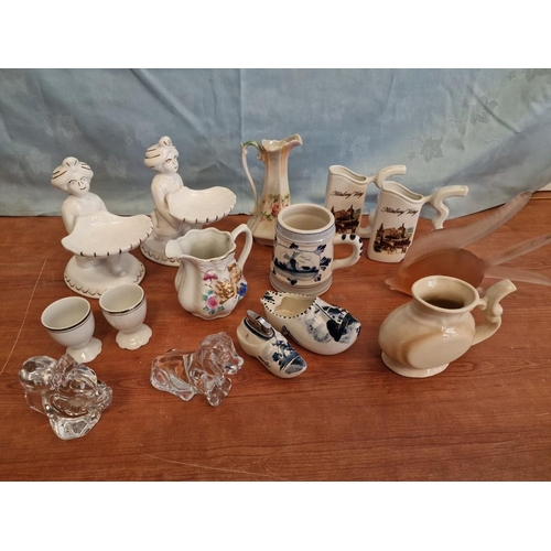 82 - Collection of Assorted China, Glass & Porcelain; Incl. Delft, Glass Fish & Animals, Shaped Mugs, Jug... 