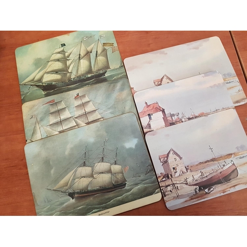 49 - Vintage Table Mats with a Maritime Theme (3 x Big; 23 x 30cm each, 1 x Medium; 28 x 21.5cm and 2 x S... 