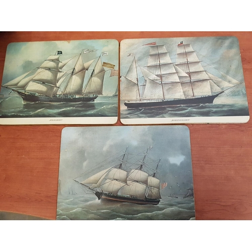 49 - Vintage Table Mats with a Maritime Theme (3 x Big; 23 x 30cm each, 1 x Medium; 28 x 21.5cm and 2 x S... 