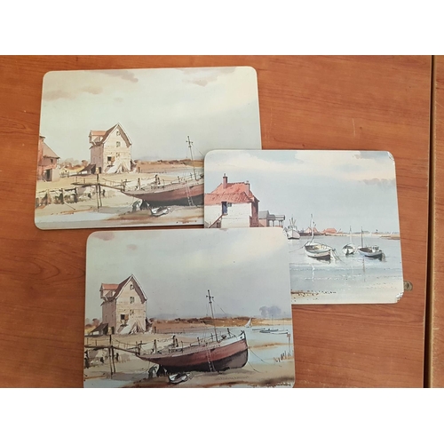 49 - Vintage Table Mats with a Maritime Theme (3 x Big; 23 x 30cm each, 1 x Medium; 28 x 21.5cm and 2 x S... 