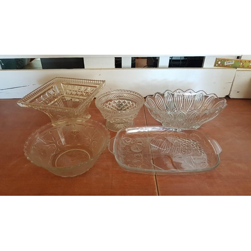 179 - Collection of Retro Cut-Glass Tableware; 5 x Different Serving Dishes, Fruit Bowls, Sweet Bowls, San... 